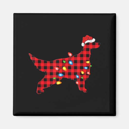 Roter Büffel-Karo-Weihnachtsmann Irischer Setter H Magnet (Vorne)