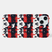 Roter Büffel-Karoprint Eisbär iPhone Hülle (Rückseite (Horizontal))