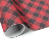 Roter Büffel-Karostoff Geschenkpapier (Rolleneckpunkt)