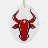 Roter Bullkopf mit Stern Keramik Ornament (Rechts)