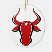 Roter Bullkopf mit Stern Keramik Ornament (Links)