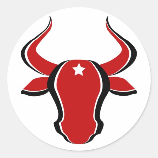 Roter Bullkopf mit Stern Runder Aufkleber (Vorderseite)