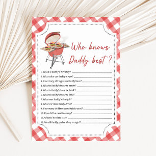 Roter Burger BBQ Baby Shower Wer kennt Daddy Spiel