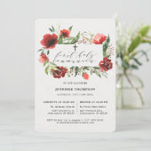 Roter Burgund Grüne Eukalyptus Erste Kommune Einladung (Stehend Vorderseite)