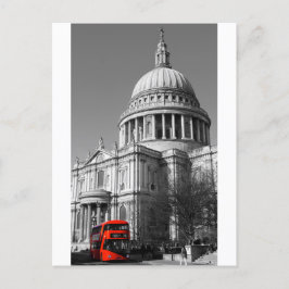 Roter Bus am St. Paul's Cathedral Postkarte