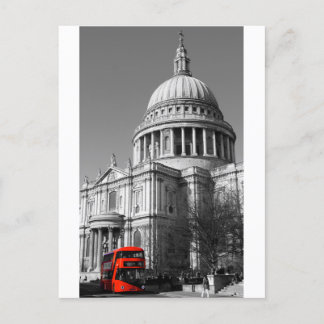 Roter Bus am St. Paul's Cathedral Postkarte