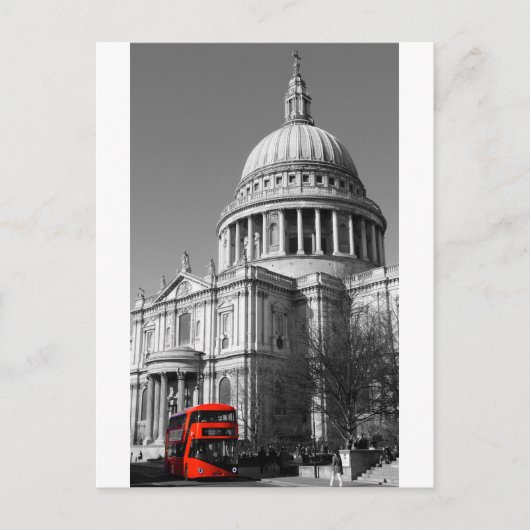 Roter Bus am St. Paul's Cathedral Postkarte (Vorderseite)