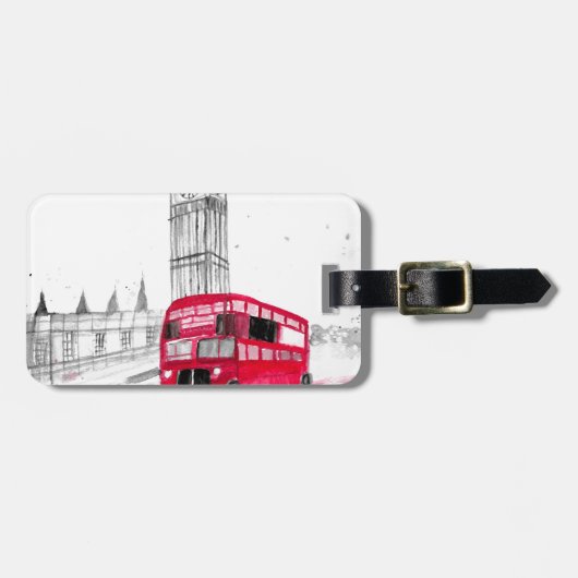Roter Bus London Gepäckanhänger (Vorderseite horizontal)