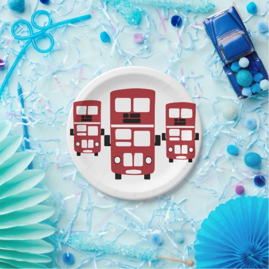 Roter Bus-Papier-Teller des doppelten Deckers Pappteller (Party)