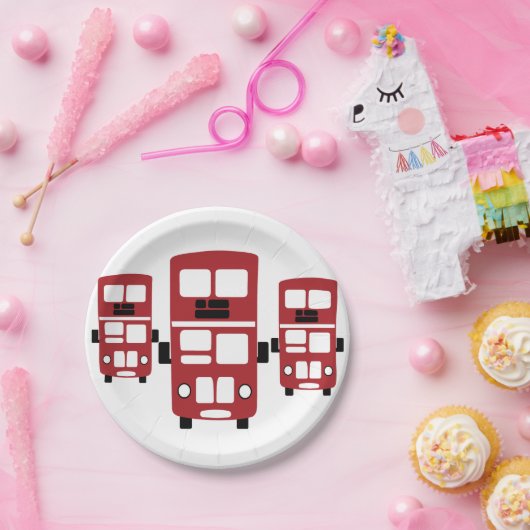 Roter Bus-Papier-Teller des doppelten Deckers Pappteller (Party)