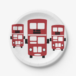 Roter Bus-Papier-Teller des doppelten Deckers Pappteller