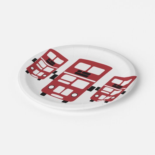 Roter Bus-Papier-Teller des doppelten Deckers Pappteller (Schrägansicht)