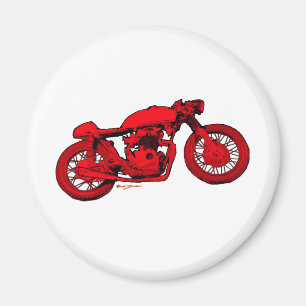 Roter Cafe Racer Magnet