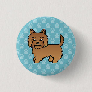 Roter Cairn Terrier Hund Cartoon-Illustration auf  Button