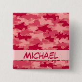 Roter Camouflage-Tarnungs-Name personalisiert Button (Vorderseite)