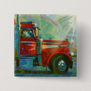 ROTER CARGO TRUCK BIG RIG TRUCKER Button