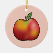 Roter Cartoon Apple auf Rosa Keramik Ornament (Vorne)