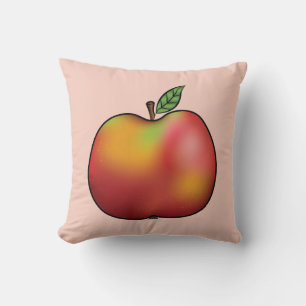 Roter Cartoon Apple auf Rosa Kissen