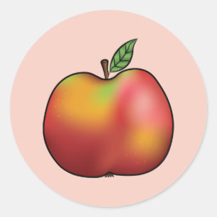 Roter Cartoon Apple auf Rosa Runder Aufkleber