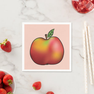 Roter Cartoon Apple auf Rosa Serviette