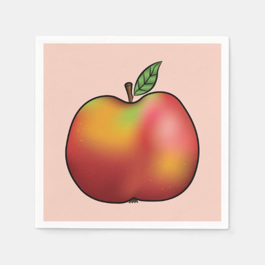 Roter Cartoon Apple auf Rosa Serviette (Vorderseite)