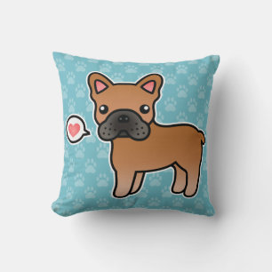 Roter Cartoon Französische Bulldogge Liebe Kissen