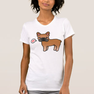 Roter Cartoon Französische Bulldogge Liebe T-Shirt
