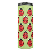 Roter Cartoon Ladybugs mit Individuelle Name Thermosbecher (Rückseite)