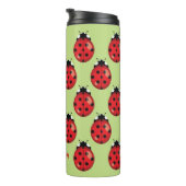 Roter Cartoon Ladybugs mit Individuelle Name Thermosbecher (Nach rechts gedreht)