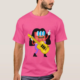 Roter Cartoon mit Gitarre T-Shirt