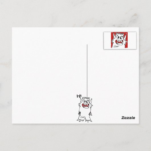 Roter Cartoon Monster Postkarte (Rückseite)