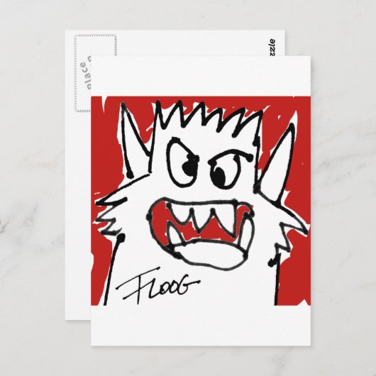 Roter Cartoon Monster Postkarte (Vorne/Hinten)