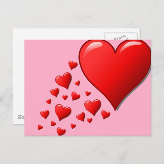 Roter Cartoon niedliches Herzdesign Postkarte (Vorne/Hinten)