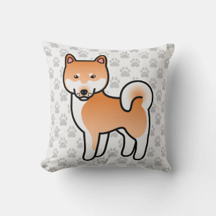 Roter Cartoon Shiba Inu Kissen