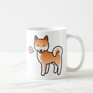 Roter Cartoon Shiba Inu Liebe Kaffeetasse