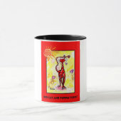 "ROTER CAT UND LILA TULPEN" 11 Unze. KAFFEE-TASSE Tasse (Zentrum)