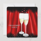 Roter Champagnerring Engagement Party Herz Einladung (Rückseite)