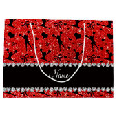 Roter cheerleading NeonGlitter des individuellen Große Geschenktüte (Rückseite)