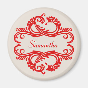 Roter Chic Damast Magnet