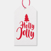 Roter Chic Festive Calligraphy Holly Jolly to From Geschenkanhänger (Vorderseite)