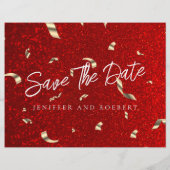 Roter Chic Glitzer FotoCollage Save the Date Karte (Hinten)