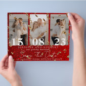 Roter Chic Glitzer FotoCollage Save the Date Karte (Hand)