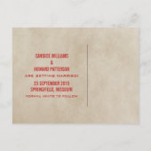 Roter Chic Zickzack Save the Date Postkarte (Rückseite)