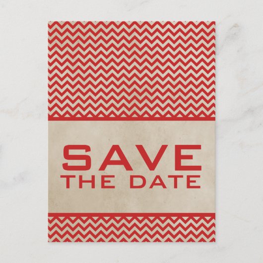 Roter Chic Zickzack Save the Date Postkarte (Vorderseite)