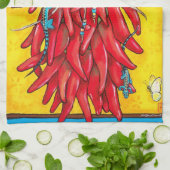 Roter Chile Chili Pepper Ristra Towel Lizard Gelb Handtuch (Gefaltet)