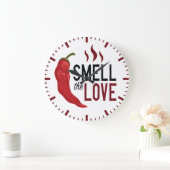 Roter Chile Riecht die Liebe Große Wanduhr (Zuhause)