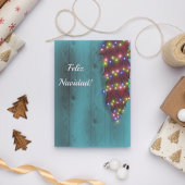 Roter Chile Ristra an der blauen Tür Weihnachtsbel Einladung