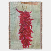 Roter Chile Wasserfarbe Ristra New Mexico Decke (Vorderseite Vertikal)