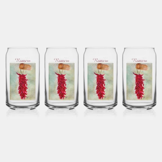 Roter Chile Wasserfarbe Ristra New Mexico Dosenglas (Vorderseite)