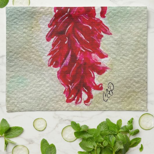 Roter Chile Wasserfarbe Ristra New Mexico Geschirrtuch (Gefaltet)